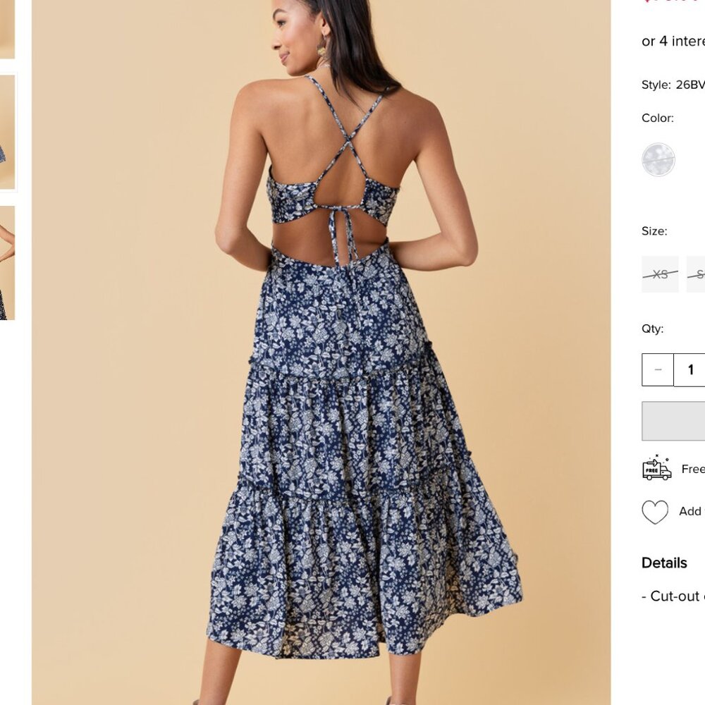 Francescas miami Amberleigh Floral Cut Out Midi Dress
